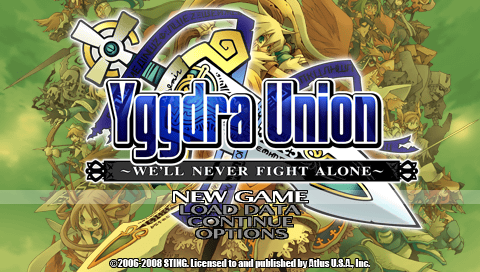 Yggdra Union title screen for PSP